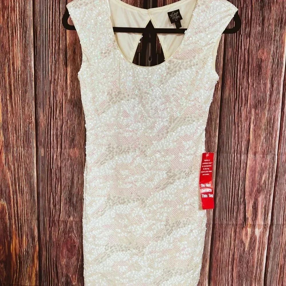 Love Reign, Sequin semi-formal white mini dress WS Small